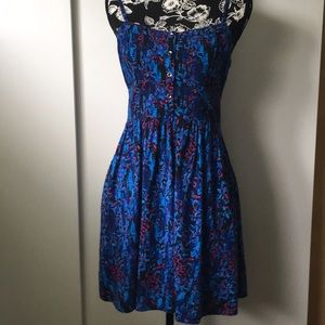 Express | Blue & Pink Stretch Cotton Cami Dress